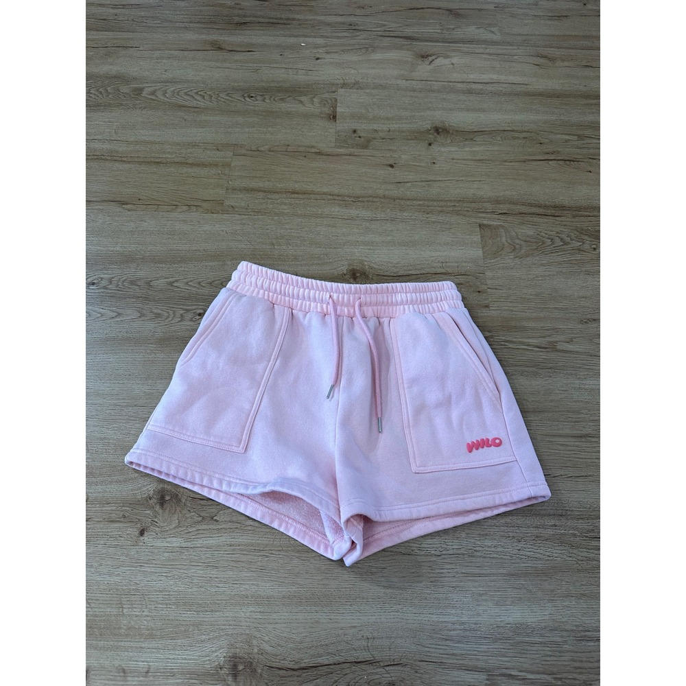 WILO The Label Womens Small Pink Fleece Sweat Shorts Drawstring Lounge Athletic